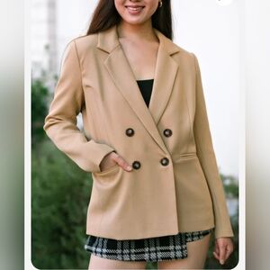 NWT Morning Lavender Kathleen Double Breasted Blazer - Camel/Tan - small